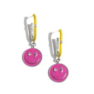 Pink and Yellow Smiley Face Earrings